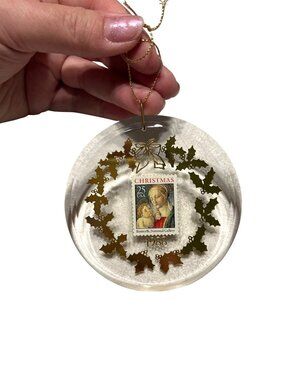 Collectible Vintage 1988 USPS Madonna And Child Christmas Stamp Ornament Acrylic